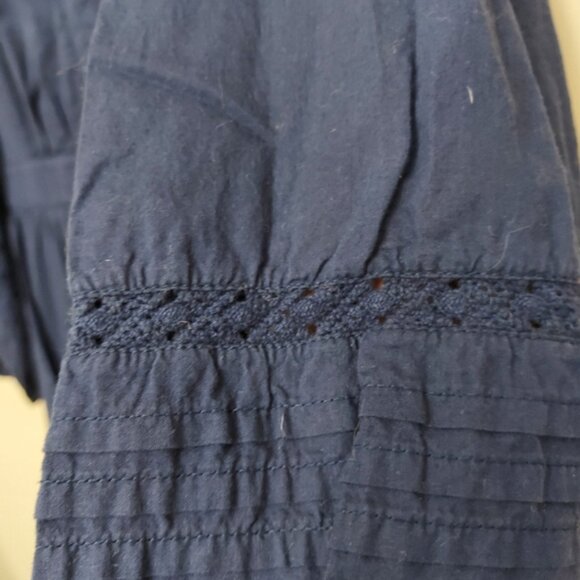 J.Crew Blue V-neck Mini dress With Trim in Navy Boho Peasant Size Small - Picture 9 of 16